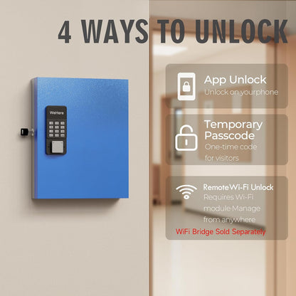 32 Key Lock Box Wall Mount, Smart Security Storage Lockbox with Key Tags, Key Cabinet Use APP Bluetooth/Fixed/Dynamic Password/Otp Share Unlock, Key Management for Valets/Realtors/Office/Hotel