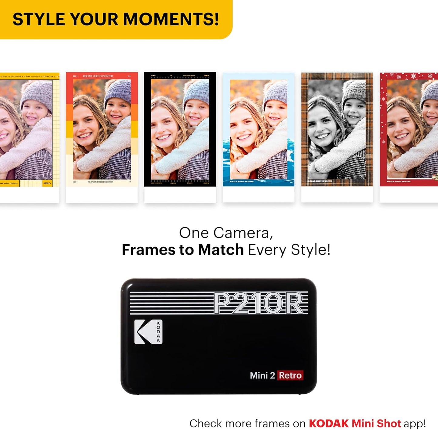 Mini 2 Retro 2.1X3.4” Portable Instant Photo Printer, Wireless Connection, Compatible with Ios, Android & Bluetooth, Real Photo, 4Pass Technology & Lamination Process, Premium Quality- Black