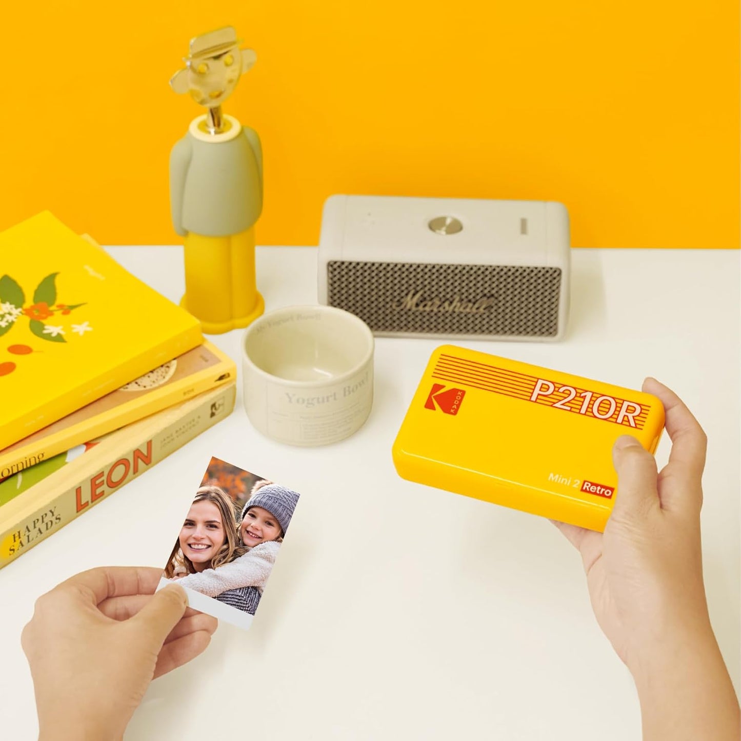 Mini 2 Retro 2.1X3.4” Portable Instant Photo Printer, Wireless Connection, Compatible with Ios, Android & Bluetooth, Real Photo, 4Pass Technology & Lamination Process, Premium Quality- Black