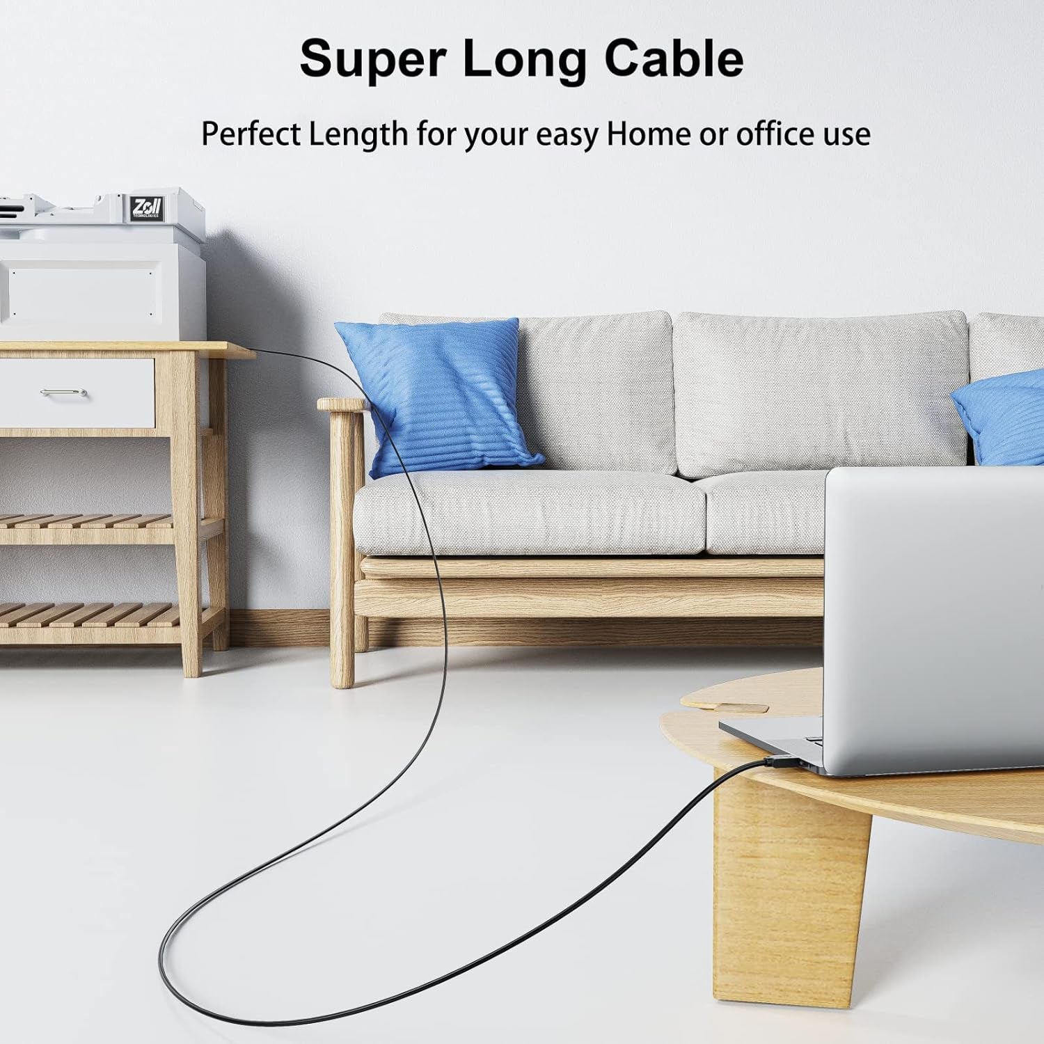 Printer Cable 25 Ft,  USB Printer Cable Cord Type A-Male to B-Male Printer USB Cable for Printer/Scanner-Gold-Plated