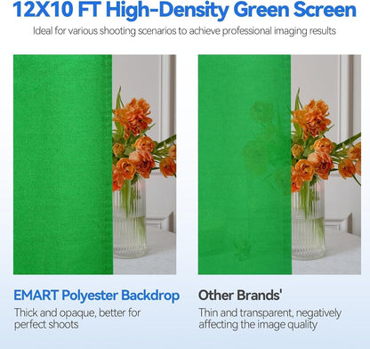 Photo Video Studio 8.5 X 10Ft Green Screen Backdrop Stand Kit, Photography Background Support System with 10 X12Ft 100% Cotton Muslin Chromakey Backdrop